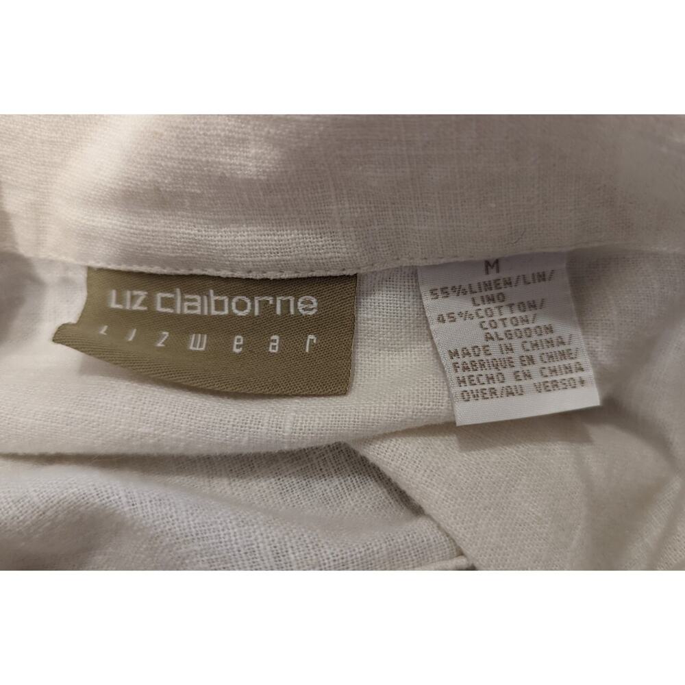 Vintage 90s Jacket Cream Linen Blend Button Front Women's Size M - Picture 5 of 7